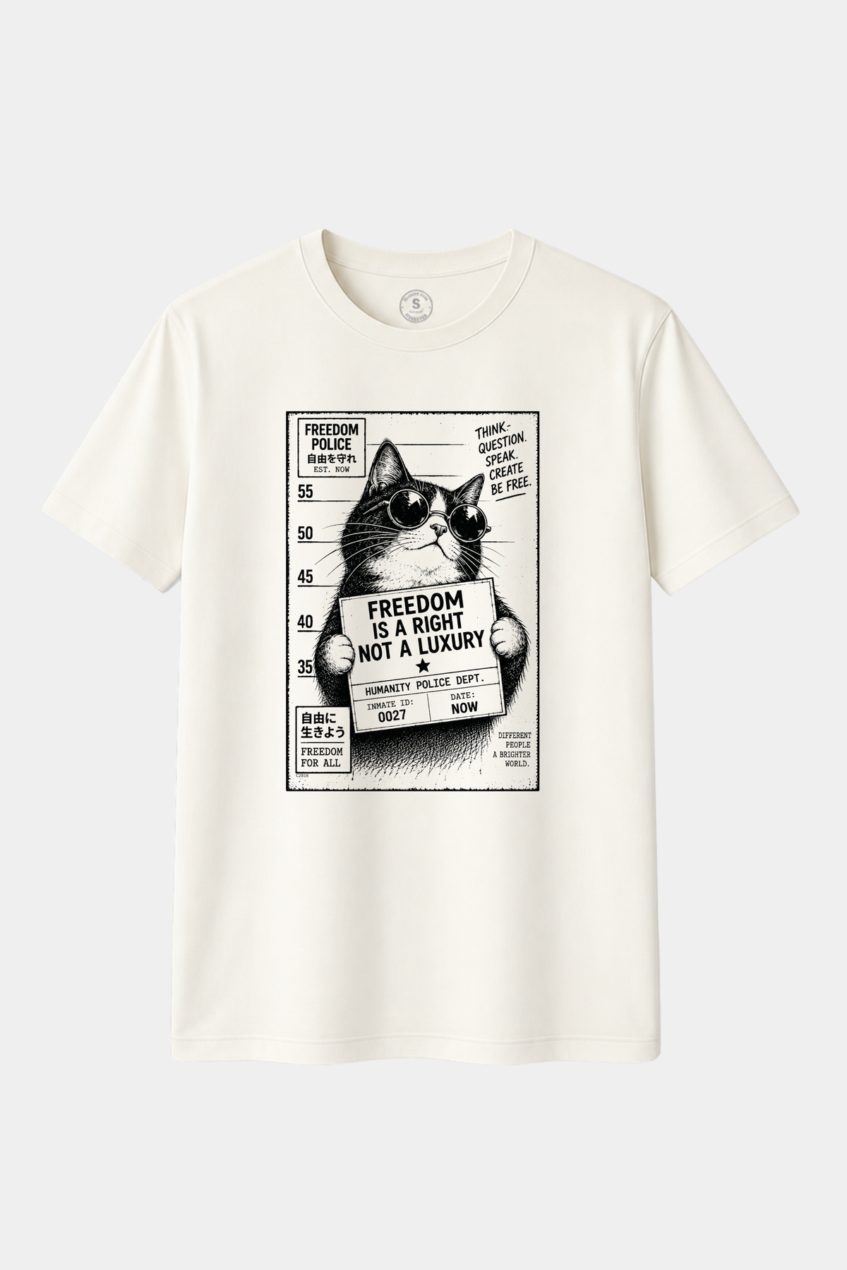 Camiseta Freedom Is a Right – Gato Rebelde