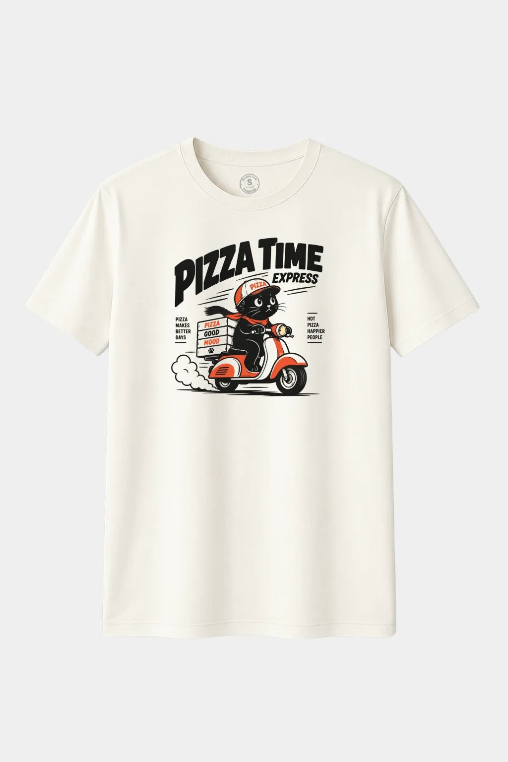 Camiseta Pizza Time Express – Gato Repartidor de Pizza