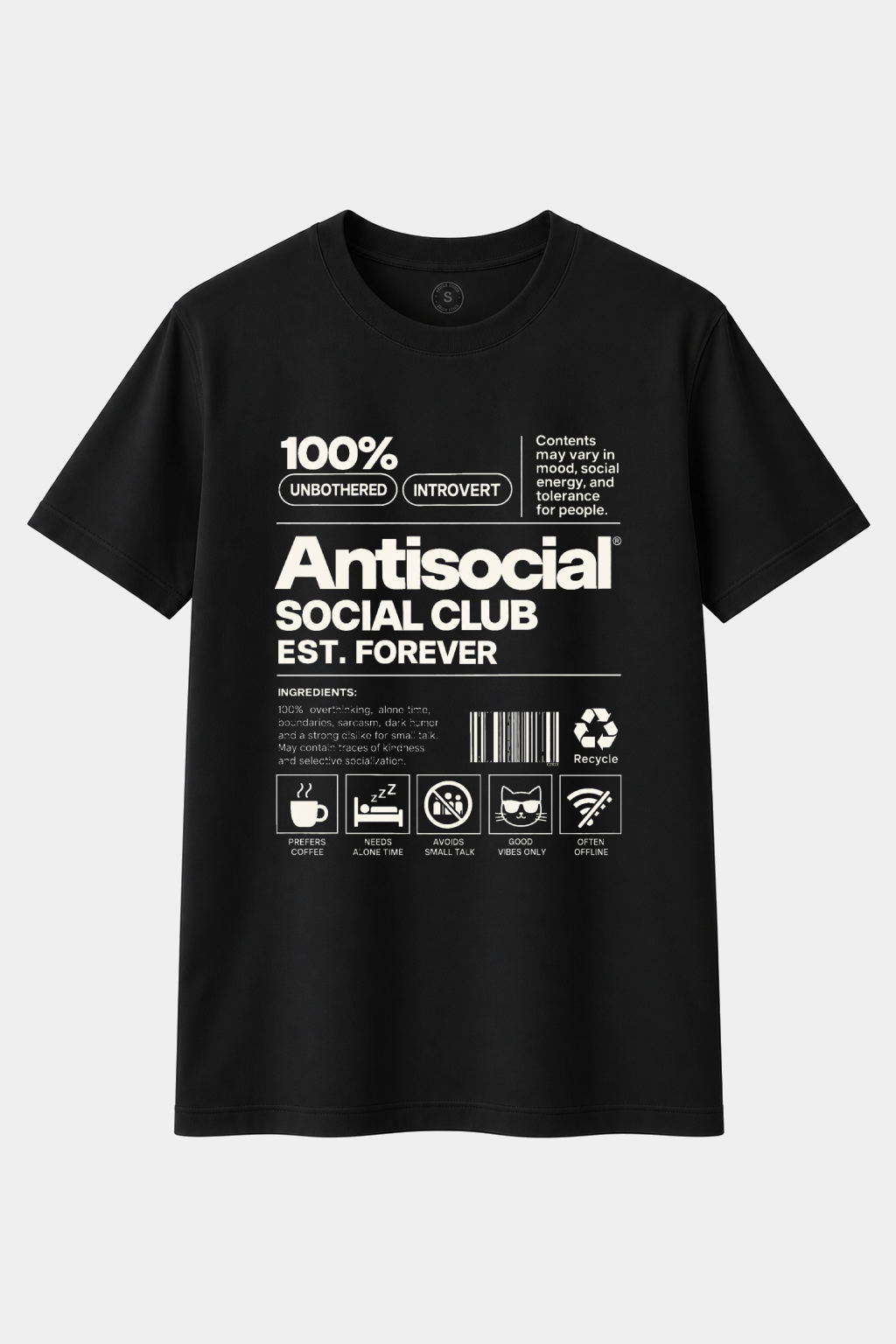 Camiseta Antisocial Social Club – 100% Introvert