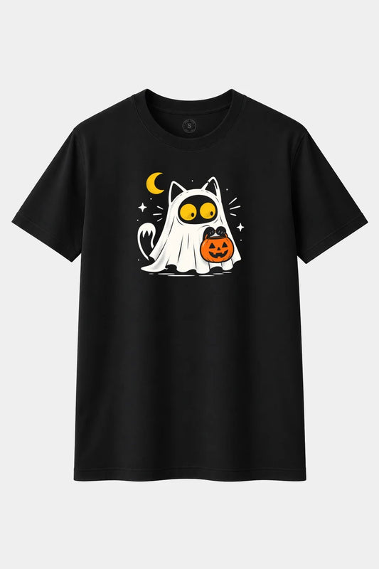 Camiseta Gato Fantasma – Halloween con Bigotes