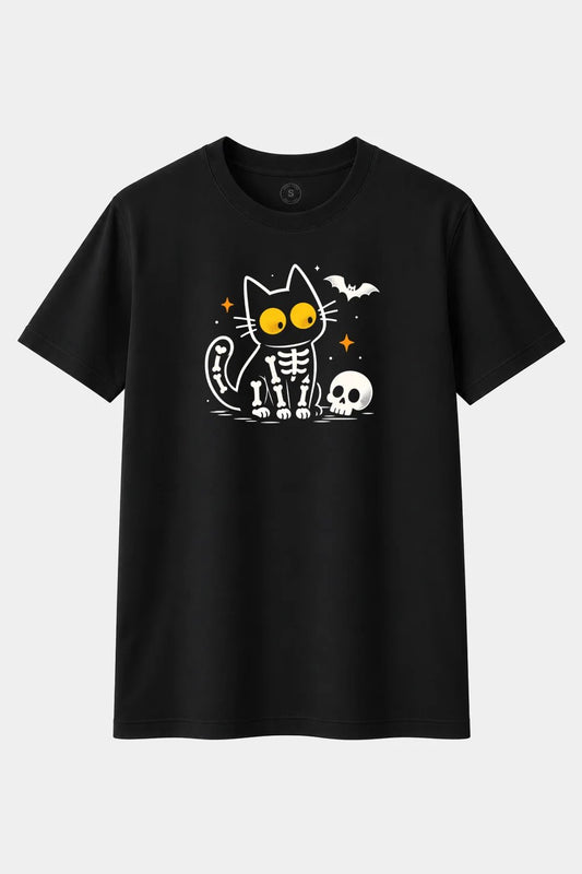 Camiseta Gato Esqueleto – Halloween Hasta los Huesos