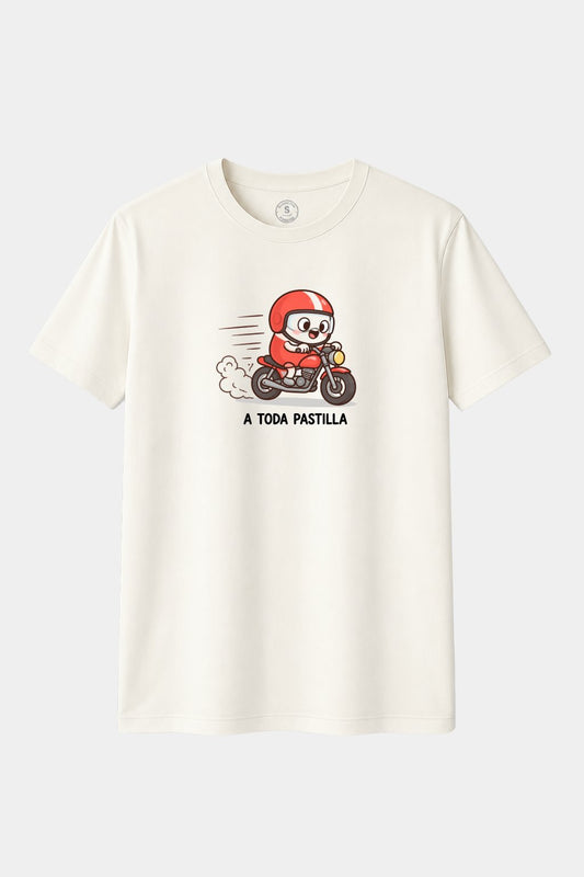 Camiseta A Toda Pastilla – Diseño Divertido de Moto