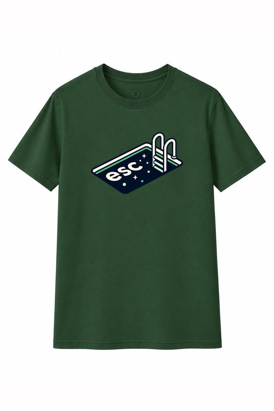 Camiseta ESC Verde Botella – Escape de la Rutina | Camiseta Gamer Original