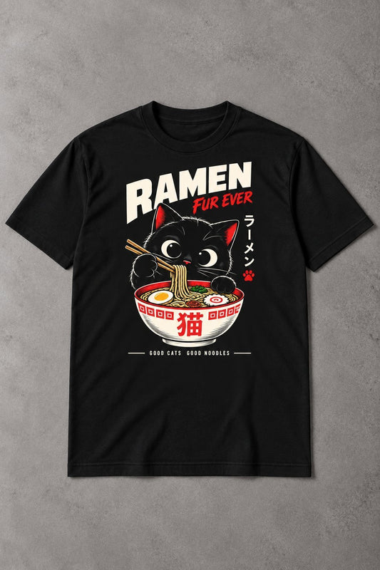 Camiseta de Gatos Ramen Fur Ever – Gato Japonés Divertido