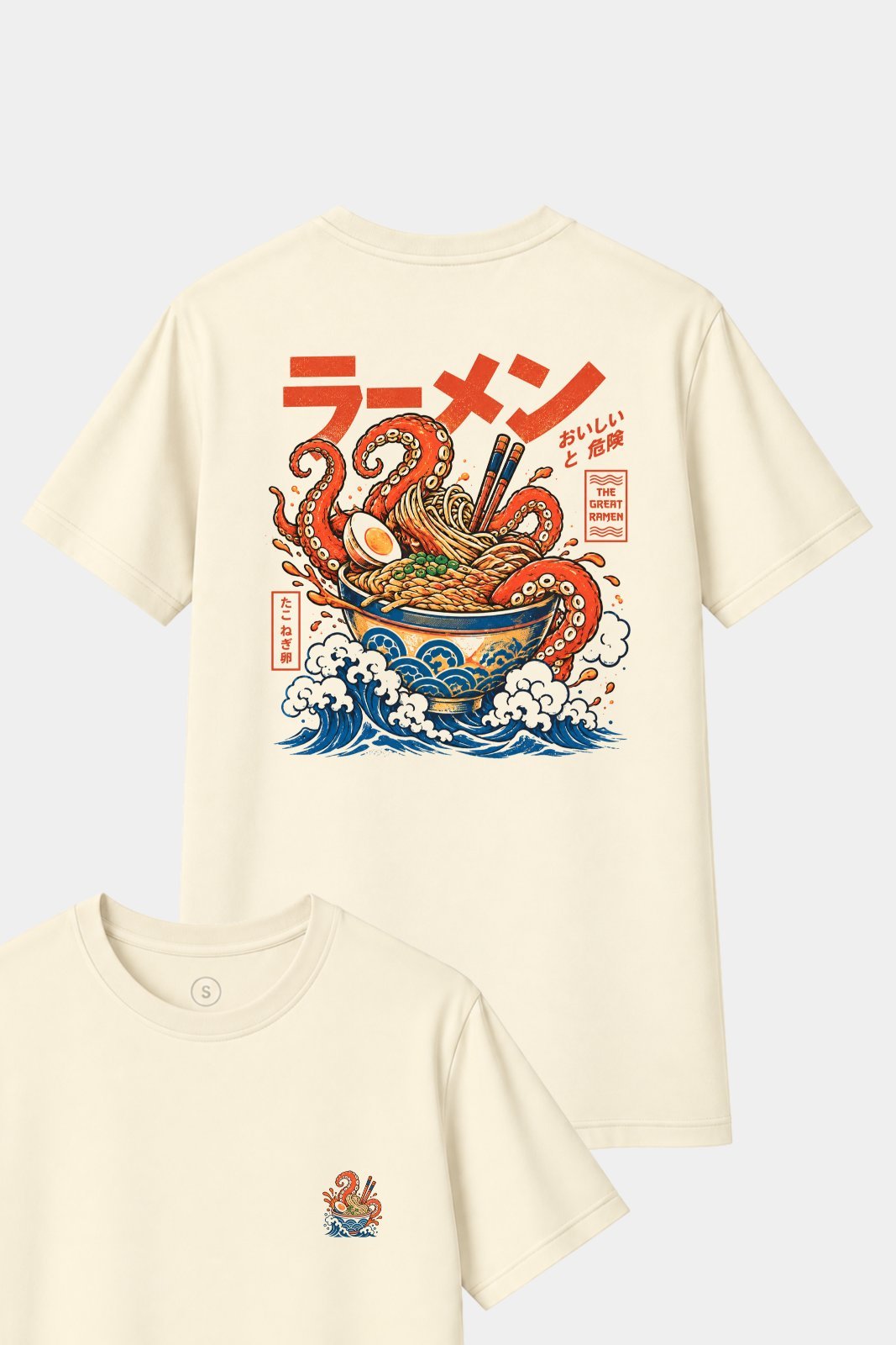 Camiseta Kaiju Club – Ramen Pulpo Japonés | Arte Ukiyo-e y Cultura Japonesa