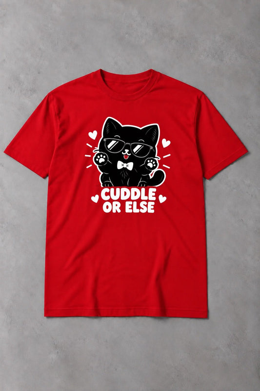Camiseta de Gato Cuddle or Else – Abrazos Obligatorios