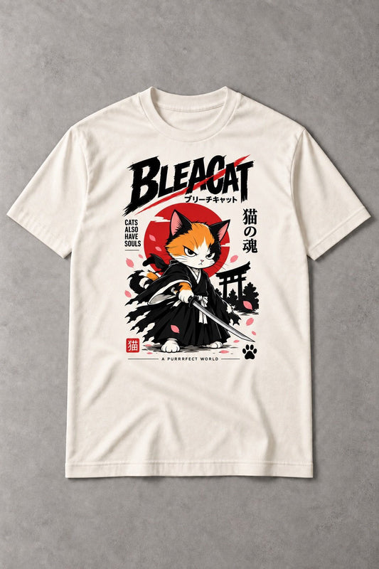 Camiseta de Gato Samurai Bleacat – Miau Social Club