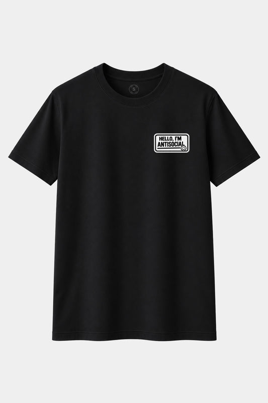 Camiseta Hello I'm Antisocial Negra – Encantado de no conocerte