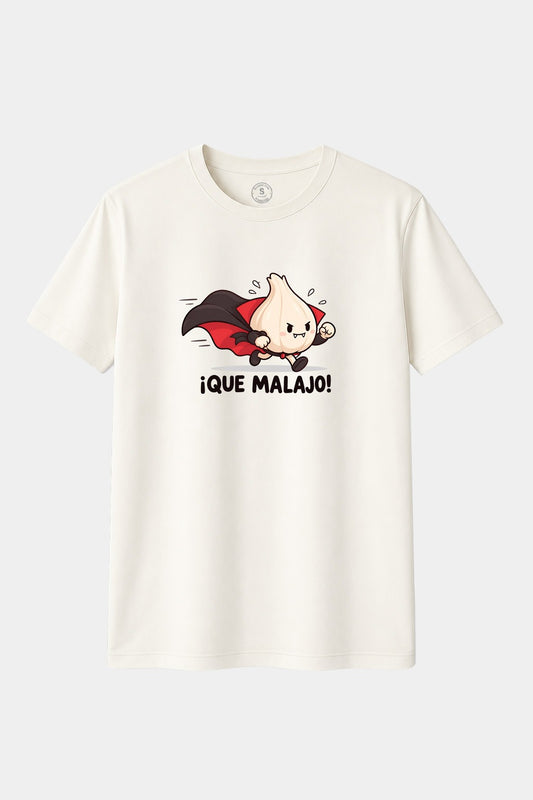 Camiseta ¡Qué Malajo! – Ajo con Mala Leche